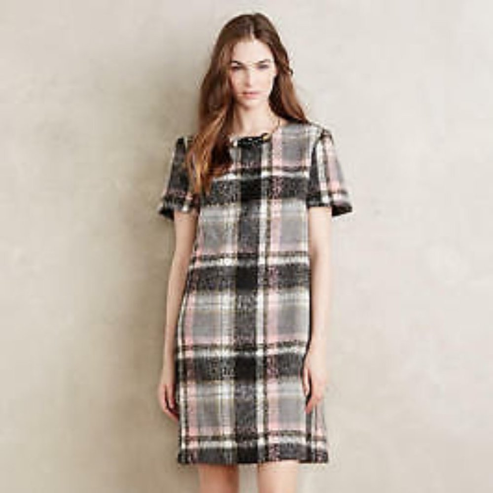 Line&Dot Short Sleeved Frontier Plaid Dress Size L